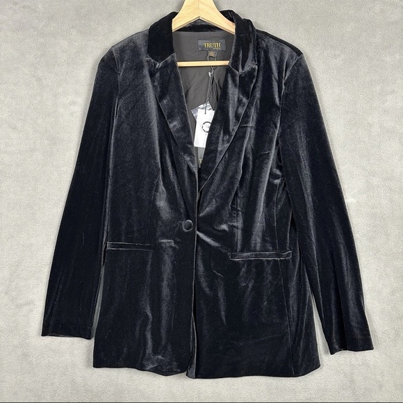 Truth Jackets & Blazers - Truth by Republic Black Velvet Women's Suit Jacket EUC